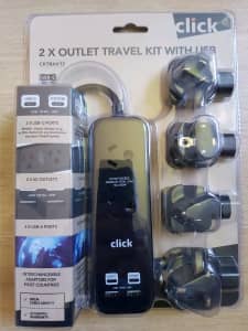 Dual Outlet Travel Kit with USB Ports (for USA,UK,EU,AU)