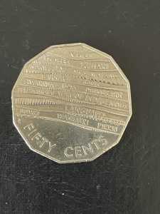RARE AUSTRALIAN FIFTY CENTS COIN INTERNATIONAL YEAR OF THE INDIGENOUS