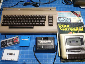 Commodore 64, Datasette, game pad, upgraded PSU, 62 Game Cartridge
