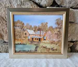 Small Original Oil Painting Homestead Bushland K. Embling