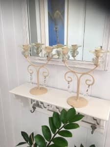 2 x dainty and rustic / farm style style candelabras - price for both