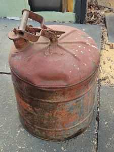 Vintage antique steel fuel petrol oil jerry can tin