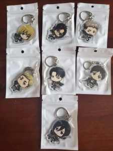 Anime keychains attack on titan lot of 7 - free shipping!