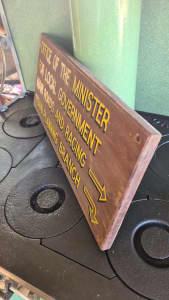Vintage hand-painted sign on timber