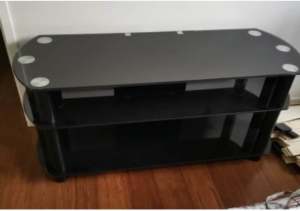Black Tempered Glassed TV Entertainment Unit Stand Cabinet