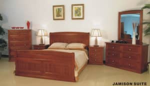 BRAND NEW! Jamsion Timber Queen Bedroom Suite (4PC)