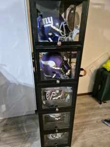 NFL American football display official helmets cabinet
