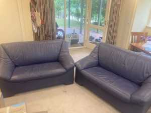 Free Pair of Blue Leather Couches