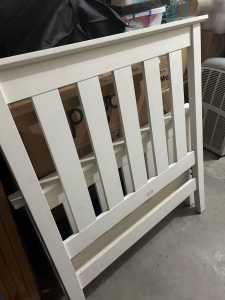 Single white bed frame and good condition mattress