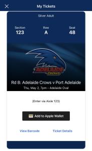 Showdown ticket x1 Adelaide vs Port Adelaide 2/5/24