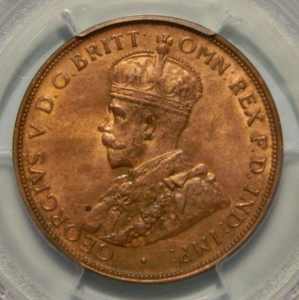 1919 KGV Penny DBBS - PCGS MS63RB - Choice Uncirculated
