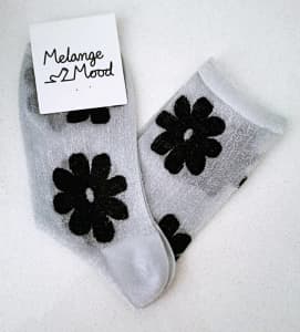 Korean Made Melange Mood Silver Glitter Socks (Free Size)