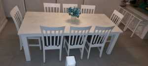 TIMBER DINING CHAIRS. WHITE. SET OF 8. (TABLE NOT INCLUDED)