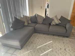 Large Corner Couch, Charcoal with cushions