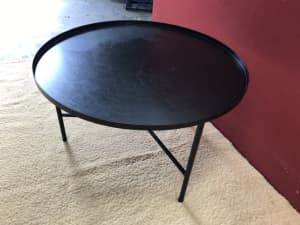 BLACK METAL ROUND COFFEE TABLE AS NEW