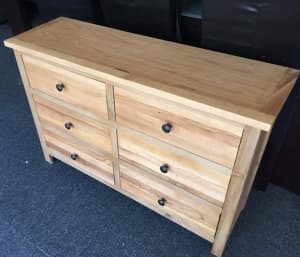Timber Chest of Drawers (6) NEW Large size 106cm x 34cm x 71cm 