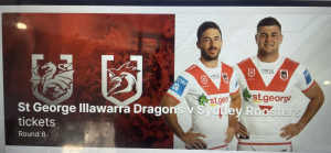 ANZAC DAY NRL GAME 5X TICKETS - DRAGONS v ROOSTERS