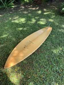 Vintage single fin surfboard.