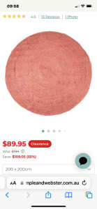 Brand new blush pink jute rug 200x200 cm diameter