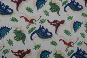 Fabric, material. Knit. Dinosaurs. 1.56meters wide. 1.45meters long