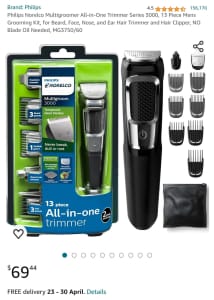 Philips Norelco Multigroomer All-in-One Trimmer Series 3000, 13 Piece