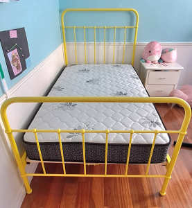 King Single Metal Bed Frame with mattress