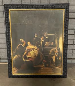 Art Dutch Jan Steen print wooden frame 65 cm x 50 cm 17th century