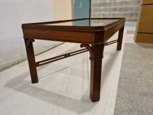 Mahogany coffee table with glass top