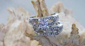 L@@K Womens Ring Set Silver Ring Filled Sapphire Zircon