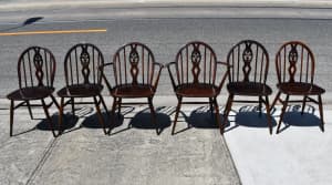 Set of 6 Mid Century Ercol Fleur-de-lis Windsor Chairs. NO PAY ID.