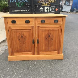 Huon Pine sideboard,hand carved panels,storage cabinet WE CAN DELIVER