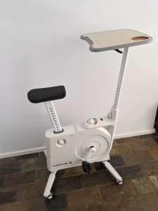 FORTIS HOME & OFFICE EXERCISE BIKE WITH HEIGHT ADJUSTABLE DESK (WHITE)