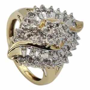 9ct Yellow Gold Ladies Diamond Ring Size N 003000249921