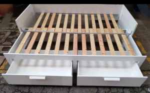 ikea Day-bed frame with 2 drawers single to double bed, no mattress,
