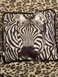 Pair double sided zebra cushions