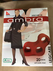 Ambra black tall qantas branded 20 denier stockings. Jims hosiery