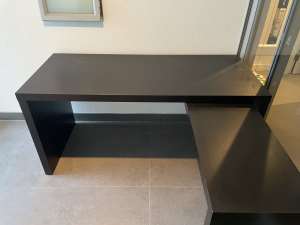 Black Office Desk with Side Extension