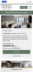 One night stay at the park royal hotel on marina bay Singapore