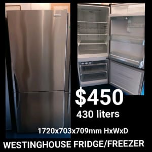 EXCELLENT CONDITION, WORKING WELL WESTINGHOUSE FRIDGE/FREEZER
