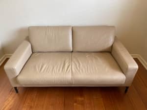 King furniture 2seater leather couch in almond