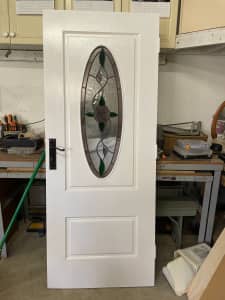 Solid core leadlight stain glass door