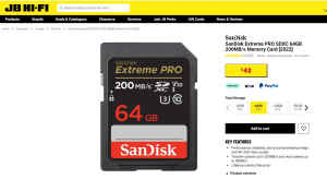 SanDisk Extreme PRO SDXC 64GB 200MB/s Memory Card