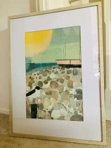 Decorator Print. Seascape, White Border, Framed & Glazed. 80 x 60cm.