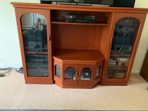 Solid Timber Entertainment Unit with Lead light Doors
