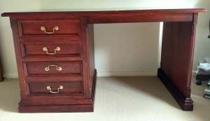 Solid wood partner style desk with file drawer