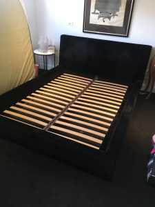 Jardan black velvet queen bed frame