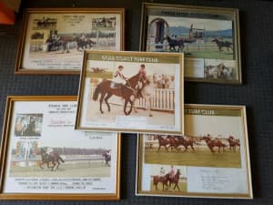 Lot of 5 vintage framed race horse photos