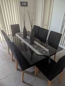 Tempered Glass and Chrome dining table 