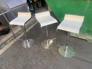 3 x chrome / white adjustable stools