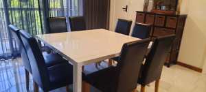 Extendable Square Dining Table 8-10 Seater with 10x Chairs